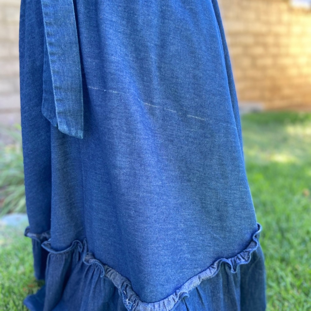 Vintage Gunne Sax ruffle prairie denim dress - Picture 8 of 16